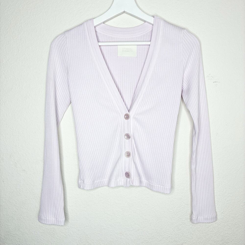 Citizens Of Humanity Lilac Ribbed Button-Front Cardigan